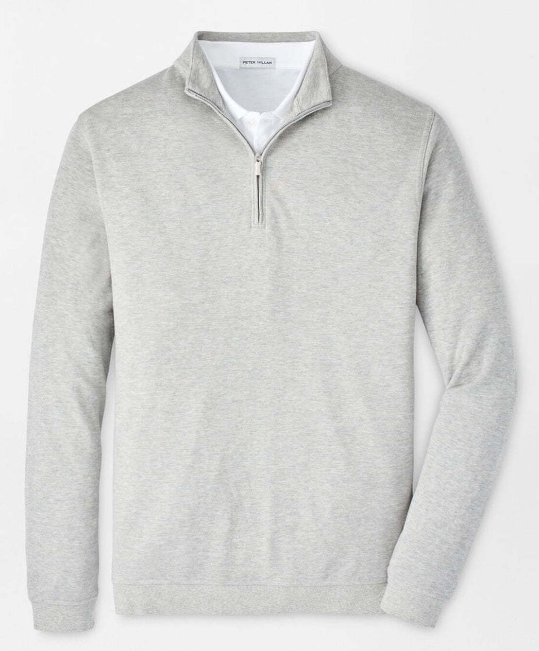 PETER MILLAR Crown Comfort Pique Quarter Zip Sweater - Men's Classic Fit - Light Grey