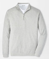PETER MILLAR Crown Comfort Pique Quarter Zip Sweater - Men's Classic Fit - Light Grey