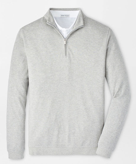 PETER MILLAR Crown Comfort Pique Quarter Zip Sweater - Men's Classic Fit - Light Grey