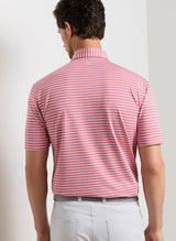 PETER MILLAR Dunnes Stripe Performance Jersey Polo Shirt – Men’s Classic Fit – Chili Red