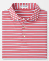 PETER MILLAR Dunnes Stripe Performance Jersey Polo Shirt – Men’s Classic Fit – Chili Red