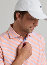 PETER MILLAR Dunnes Stripe Performance Jersey Polo Shirt – Men’s Classic Fit – Summer Apricot