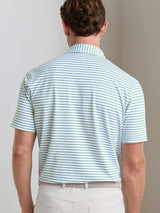 PETER MILLAR Dunnes Stripe Performance Jersey Polo Shirt – Men’s Classic Fit – White / Snow Pea