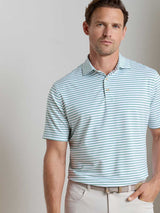PETER MILLAR Dunnes Stripe Performance Jersey Polo Shirt – Men’s Classic Fit – White / Snow Pea