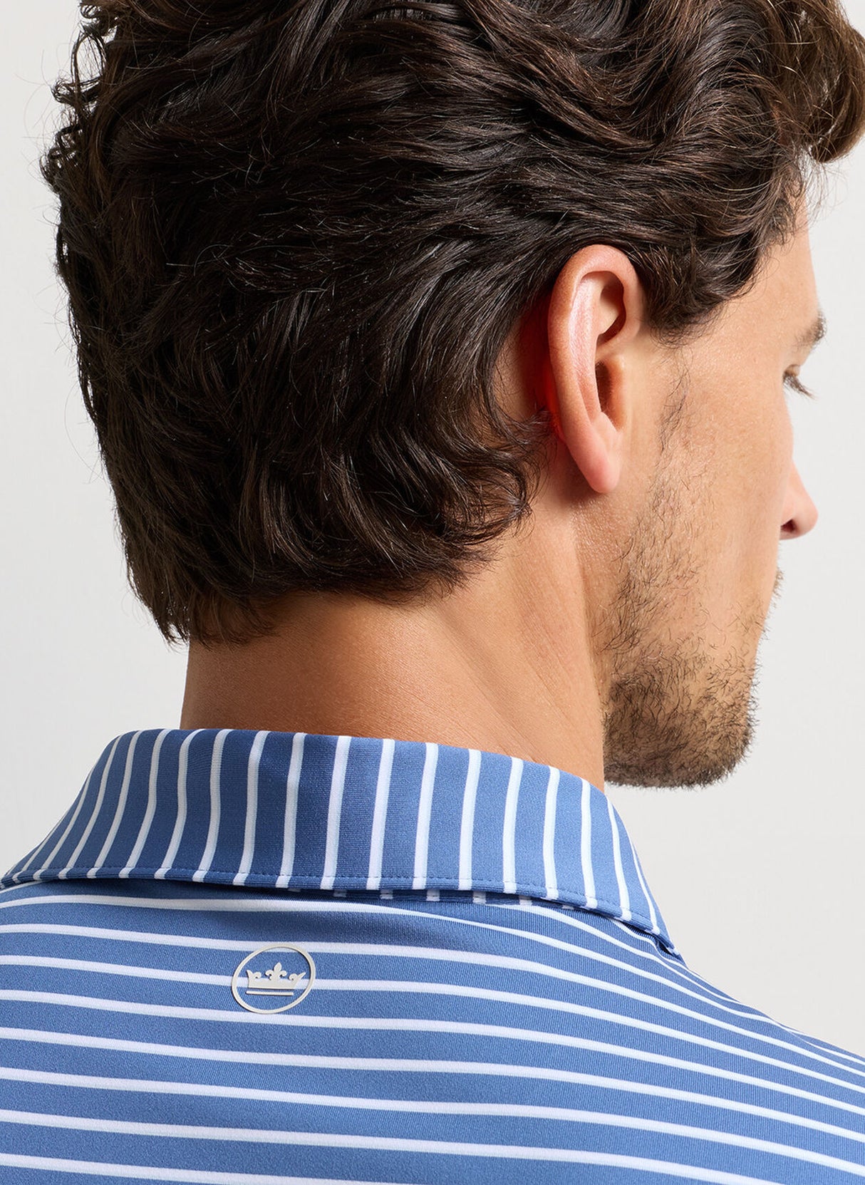 PETER MILLAR Dunnes Stripe Performance Jersey Polo Shirt – Men’s Classic Fit – Windsor Blue