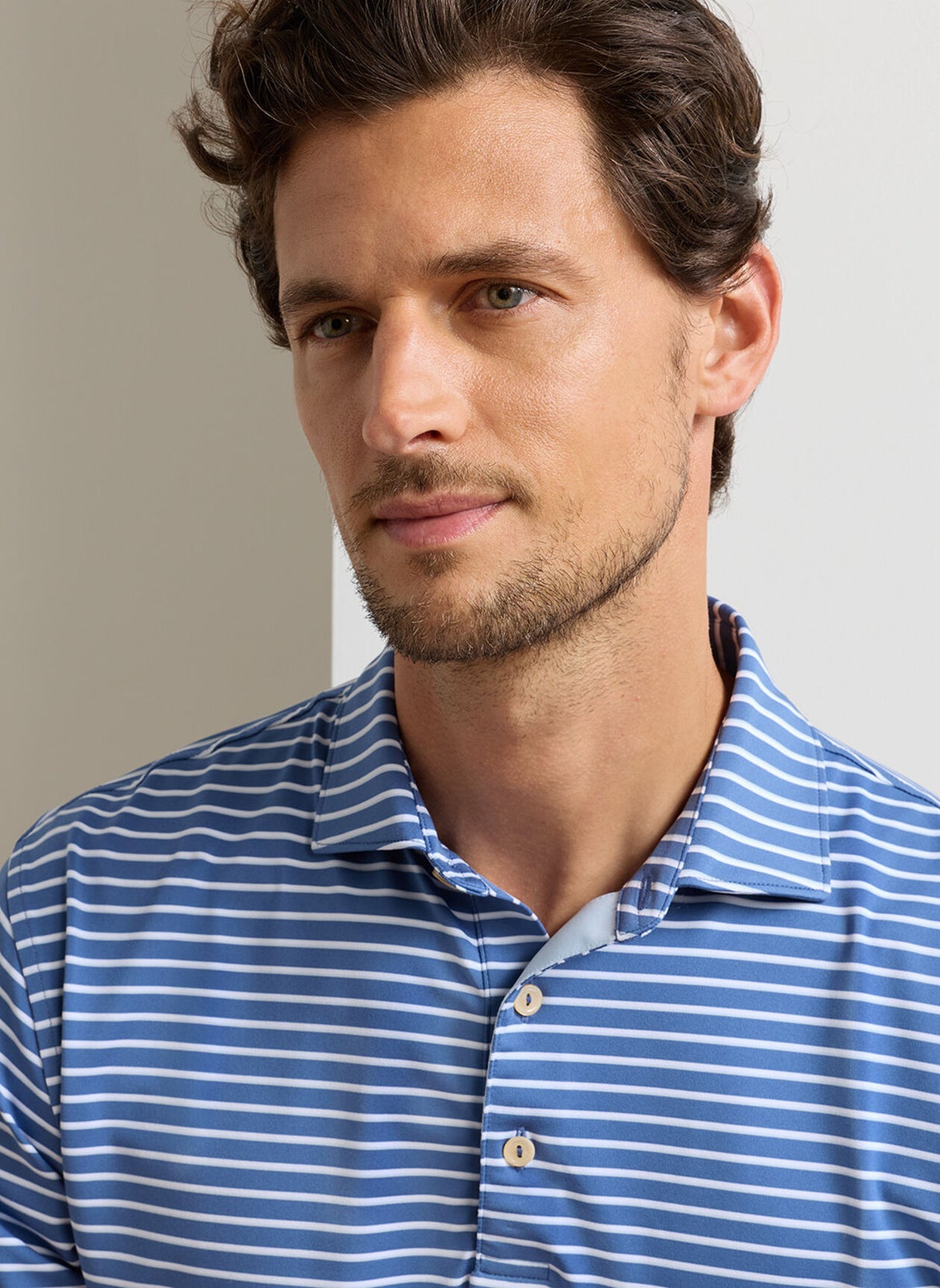 PETER MILLAR Dunnes Stripe Performance Jersey Polo Shirt – Men’s Classic Fit – Windsor Blue