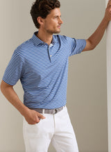 PETER MILLAR Dunnes Stripe Performance Jersey Polo Shirt – Men’s Classic Fit – Windsor Blue