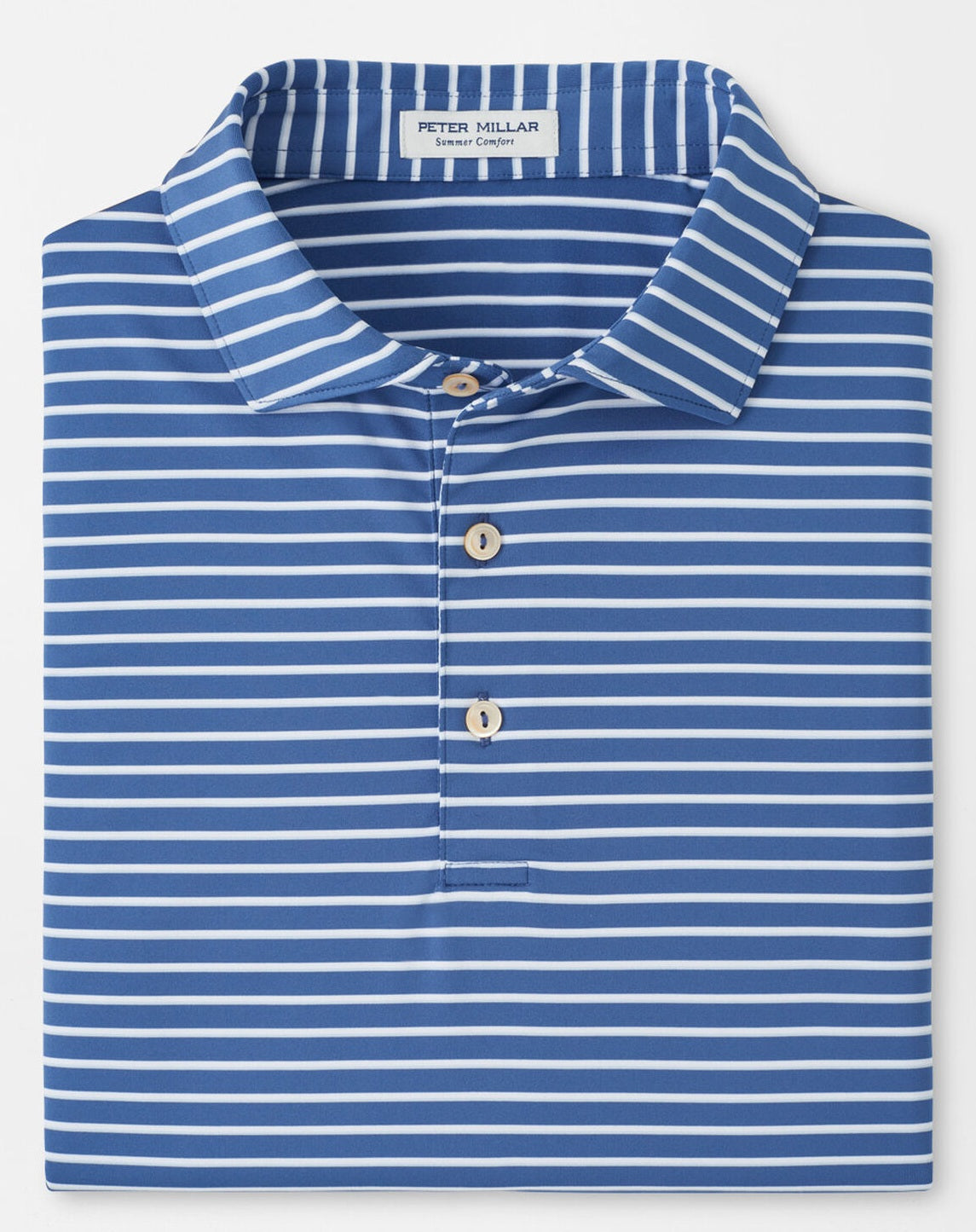 PETER MILLAR Dunnes Stripe Performance Jersey Polo Shirt – Men’s Classic Fit – Windsor Blue