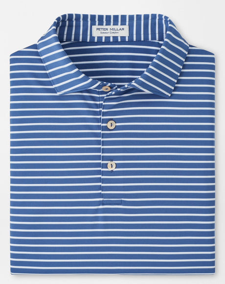 PETER MILLAR Dunnes Stripe Performance Jersey Polo Shirt – Men’s Classic Fit – Windsor Blue