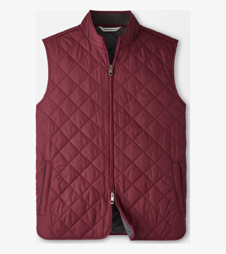 Peter Millar Essex Quilted Gilet in Bordeaux - front product view