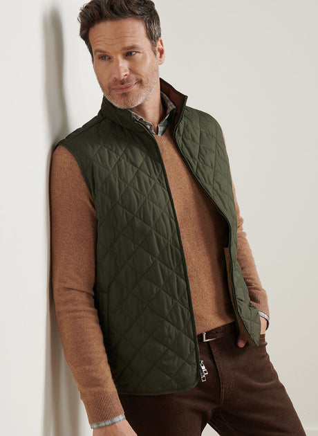 PETER MILLAR Essex Quilted Gilet - Men's Classic Fit - Dark Olive