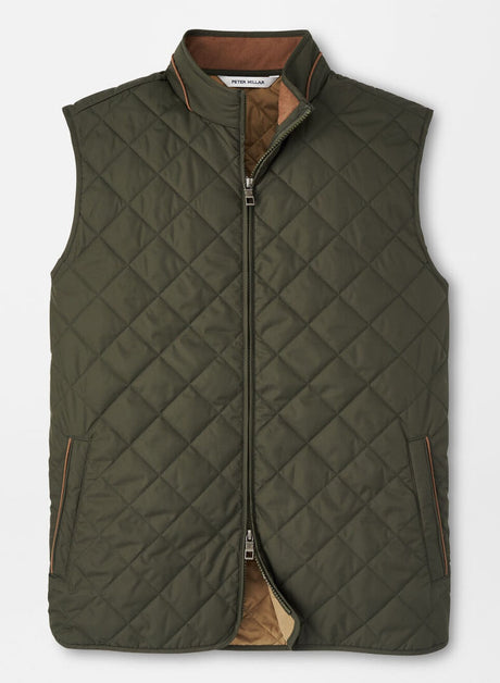 PETER MILLAR Essex Quilted Gilet - Men's Classic Fit - Dark Olive
