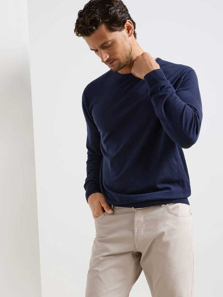 PETER MILLAR Excursionist Flex Crew Neck Jumper - Mens - Navy