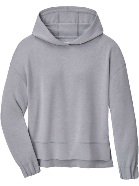 Peter Millar Flora Knit Melange Hoodie in Light Grey - front product view
