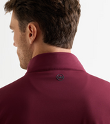 Peter Millar Fuse Hybrid Gilet in Bordeaux - back neck logo detail