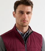 Peter Millar Fuse Hybrid Gilet in Bordeaux - front collar and zip detail