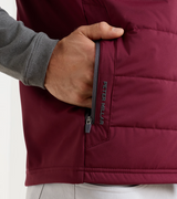 Peter Millar Fuse Hybrid Gilet in Bordeaux - zipped pocket detail