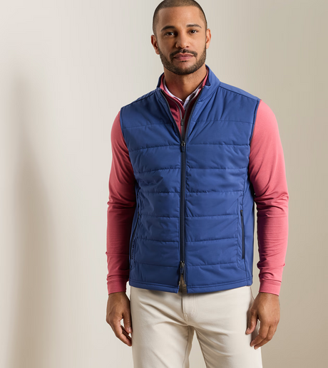 Peter Millar Fuse Hybrid Gilet in Sport Navy - model front view