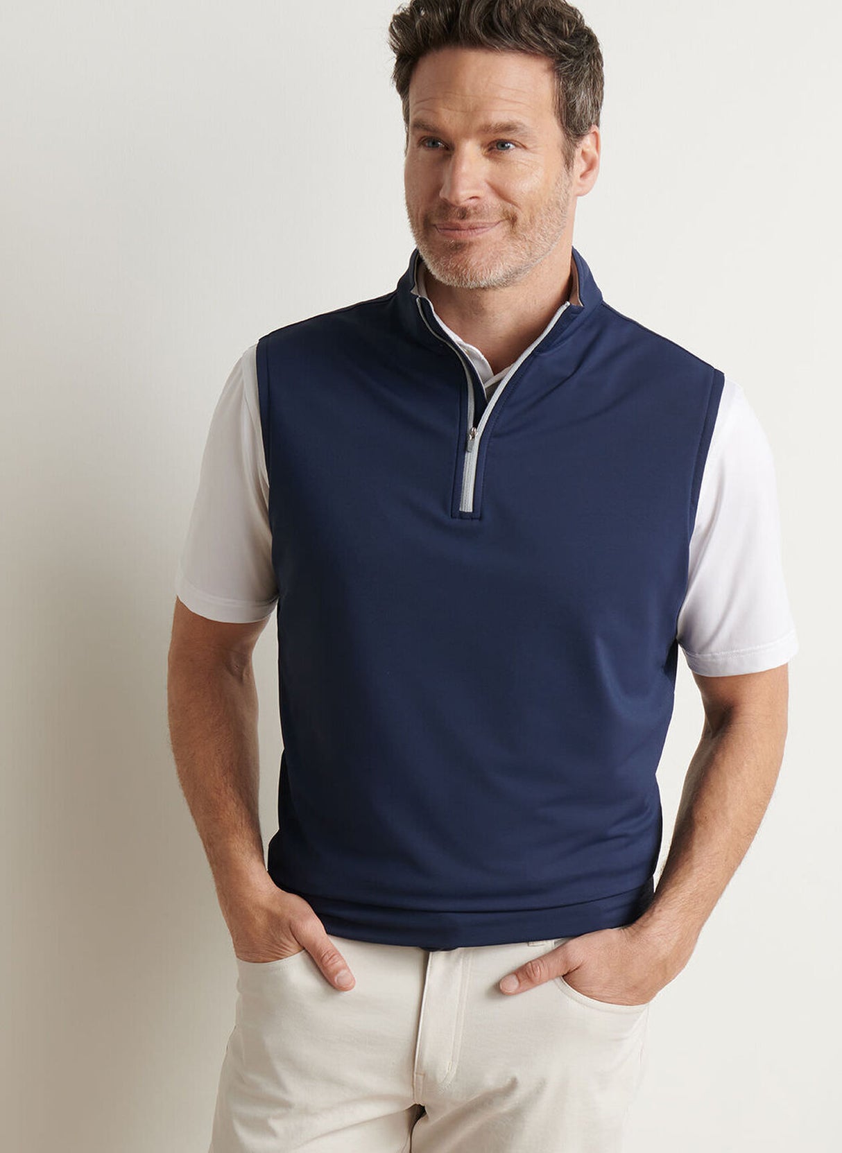 PETER MILLAR Galway Stretch Quarter-Zip Gilet – Men’s Classic Fit – Navy