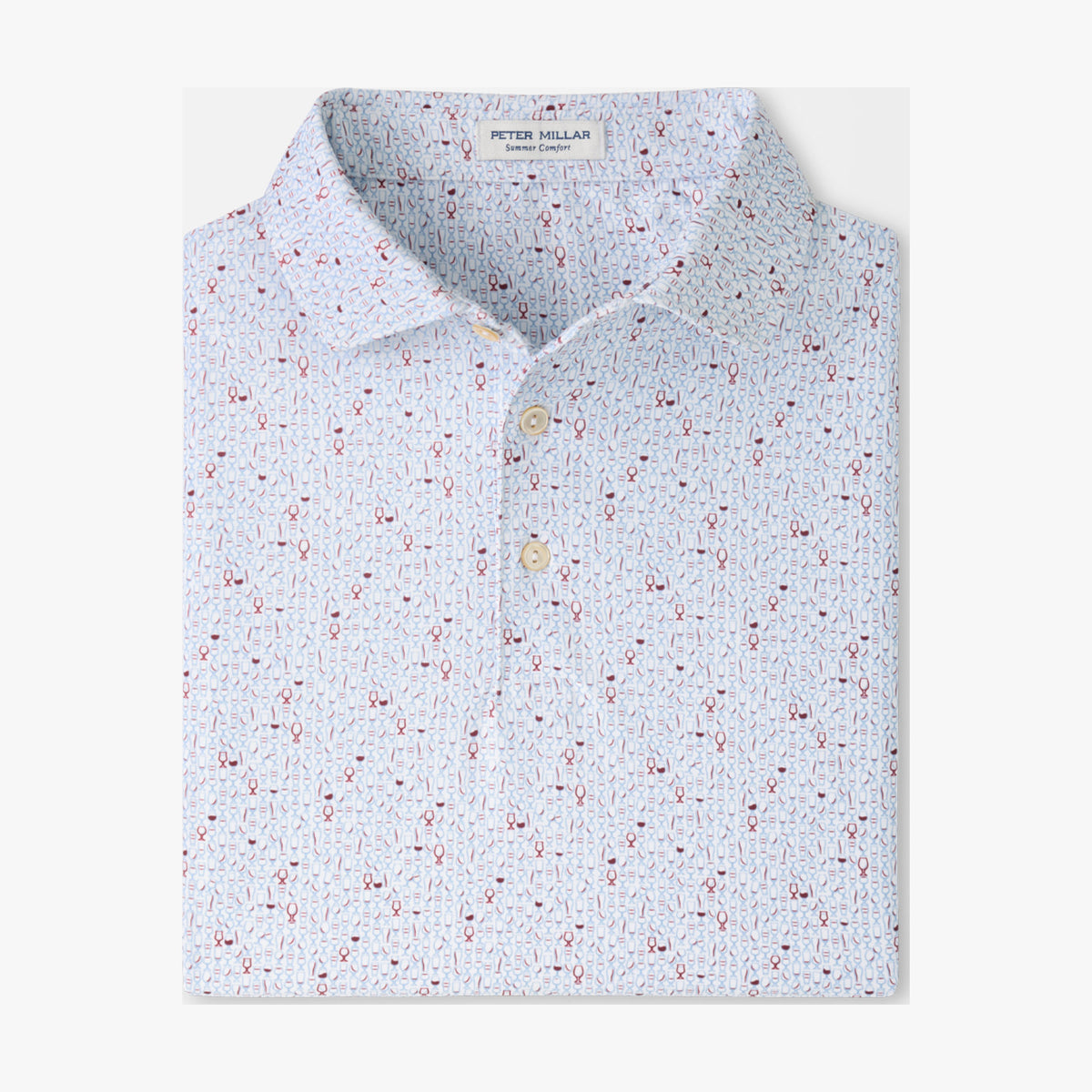Peter Millar Glassware Performance Jersey Polo in White - flat product view