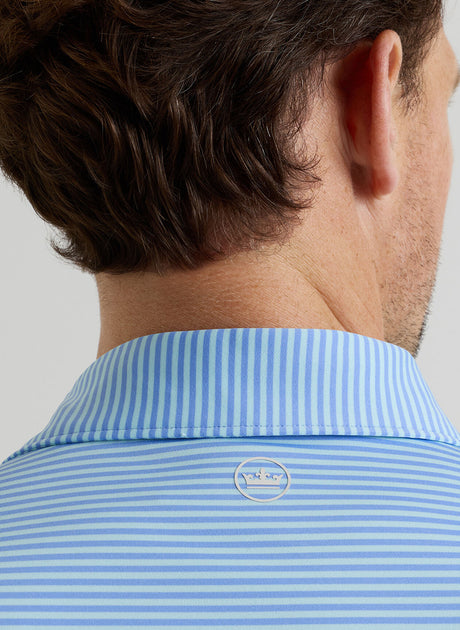 PETER MILLAR Hales Stripe Performance Jersey Polo Shirt – Men’s Classic Fit – Bluebird