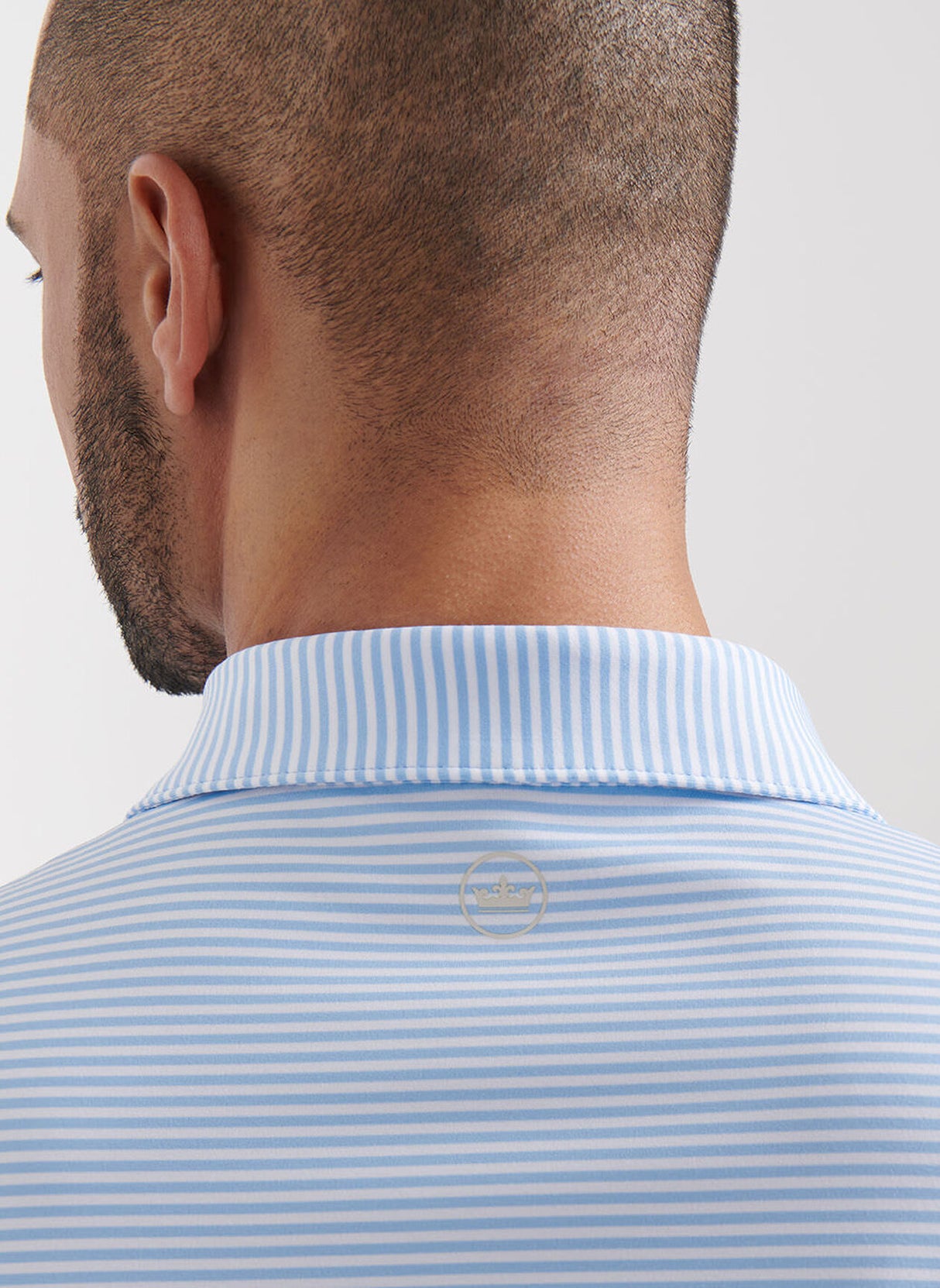 PETER MILLAR Hales Stripe Performance Jersey Polo Shirt – Men’s Classic Fit – Cottage Blue