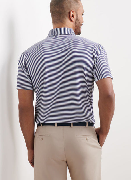 PETER MILLAR Hales Stripe Performance Jersey Polo Shirt – Men’s Classic Fit – Navy