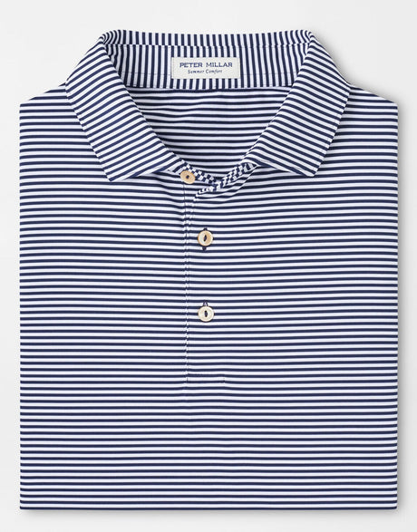 PETER MILLAR Hales Stripe Performance Jersey Polo Shirt – Men’s Classic Fit – Navy