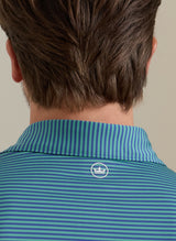PETER MILLAR Hales Stripe Performance Jersey Polo Shirt – Men’s Classic Fit – Sport Navy