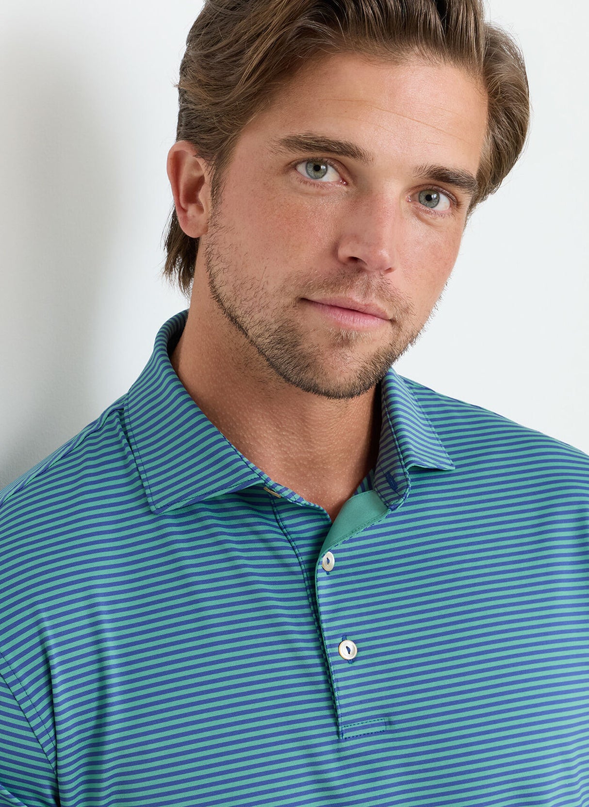 PETER MILLAR Hales Stripe Performance Jersey Polo Shirt – Men’s Classic Fit – Sport Navy