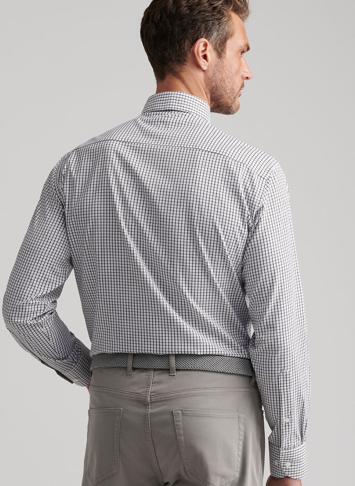 PETER MILLAR Hanford Performance Twill Checked Shirt – Men's Classic Fit – Black