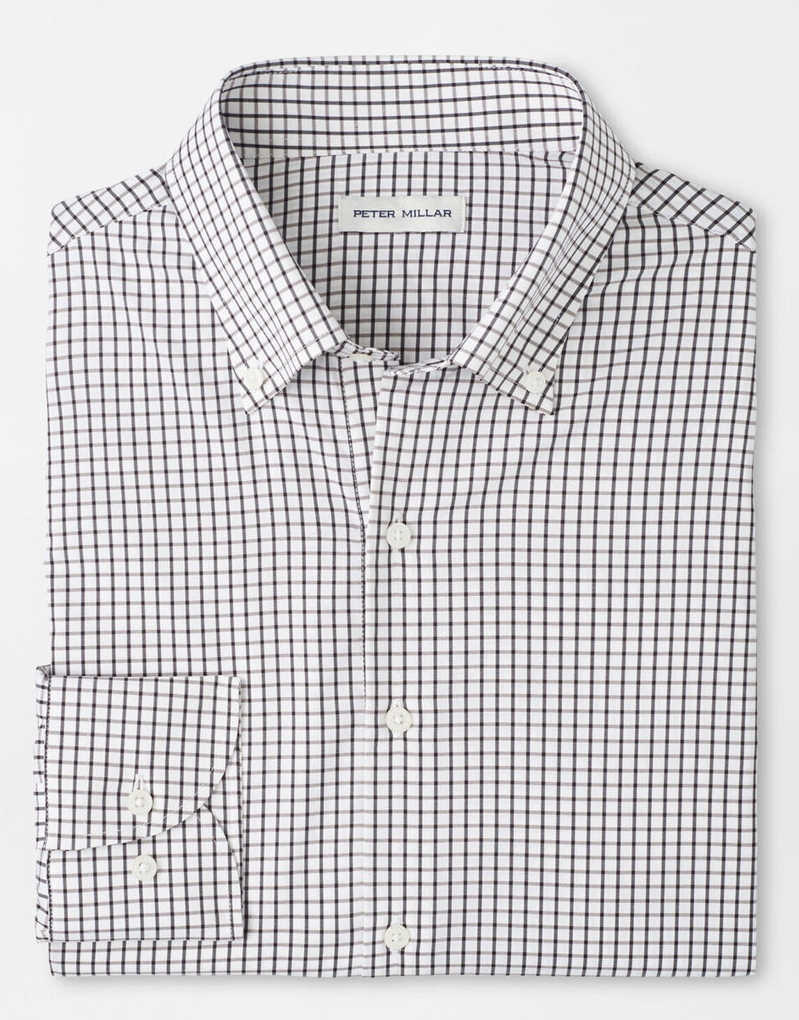 PETER MILLAR Hanford Performance Twill Checked Shirt – Men's Classic Fit – Black