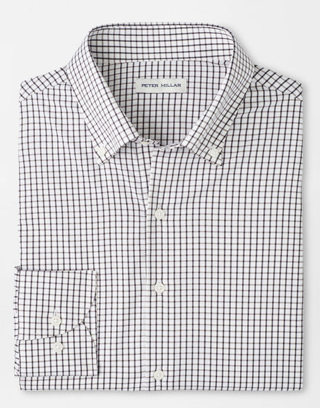 PETER MILLAR Hanford Performance Twill Checked Shirt – Men's Classic Fit – Black