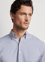 PETER MILLAR Hanford Performance Twill Checked Shirt – Men's Classic Fit – Navy