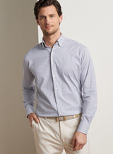 PETER MILLAR Hanford Performance Twill Checked Shirt – Men's Classic Fit – Navy