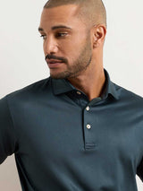PETER MILLAR Herringbone Performance Jersey Polo Shirt - Men's Classic Fit - Navy
