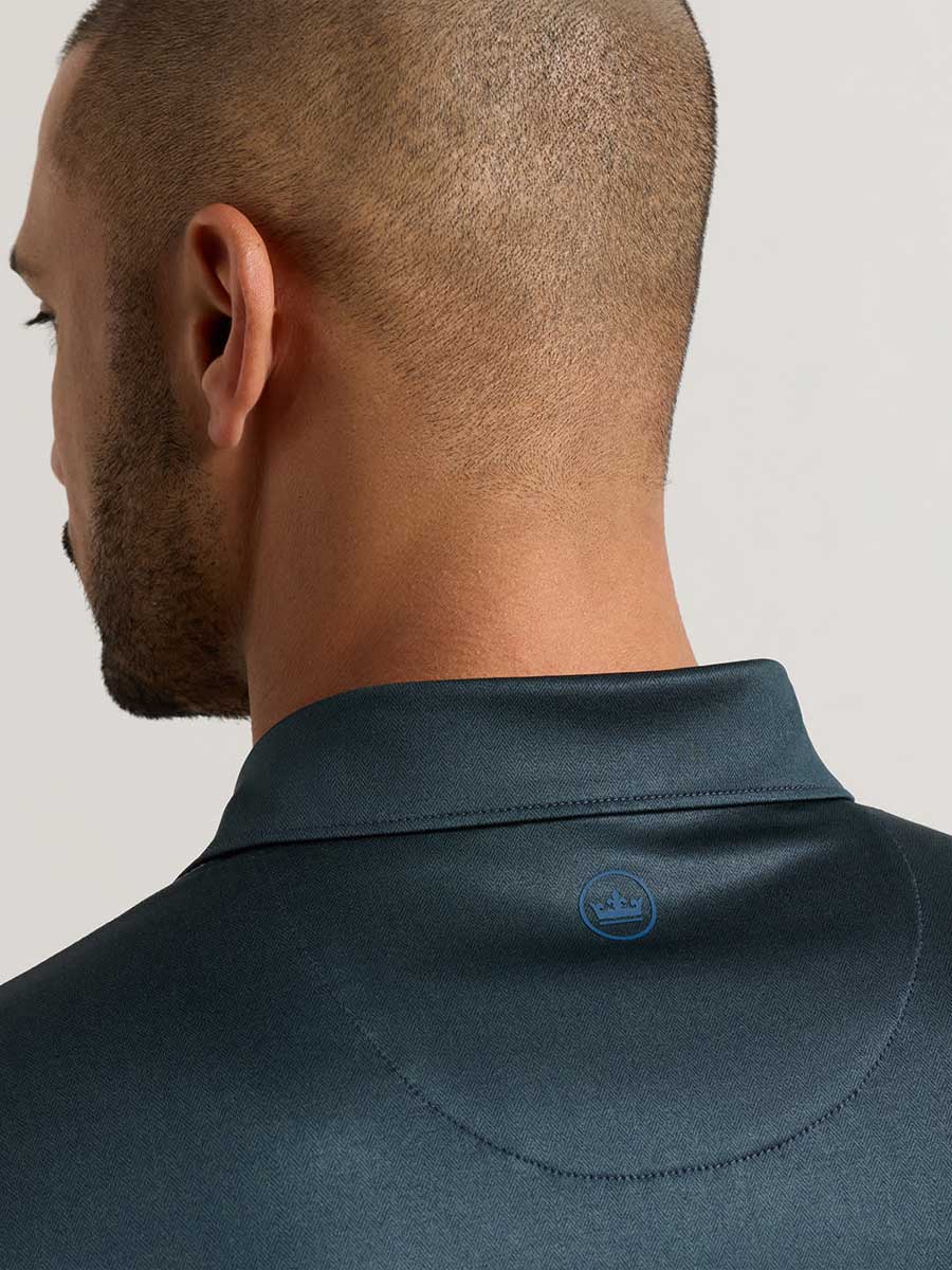 PETER MILLAR Herringbone Performance Jersey Polo Shirt - Men's Classic Fit - Navy