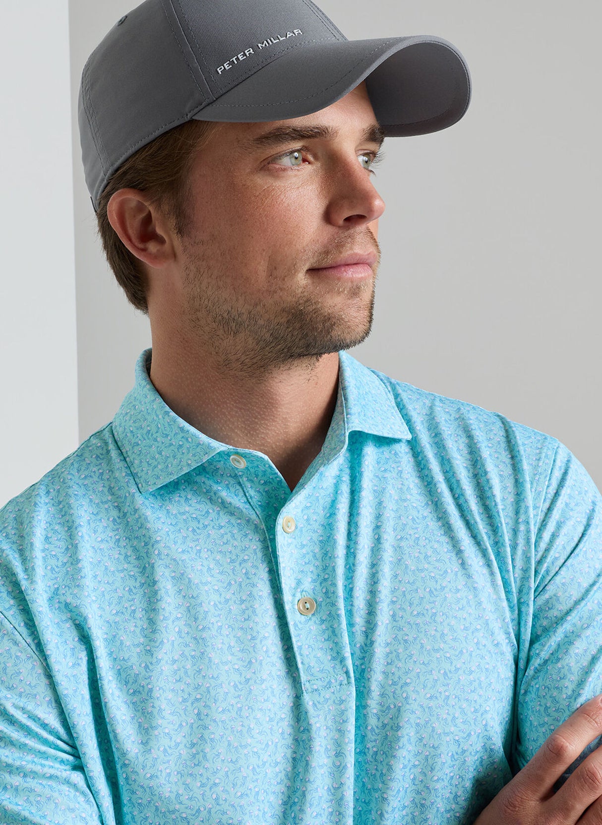 PETER MILLAR Jellyfish Performance Jersey Polo Shirt - Men's Classic Fit - Clearwater