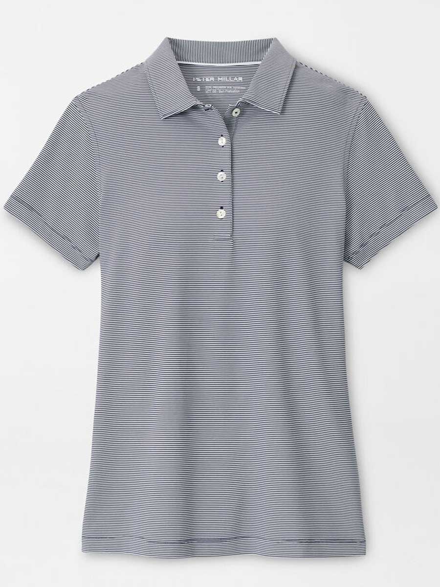 PETER MILLAR Jubilee Short Sleeved Button Polo - Womens - Navy Stripe