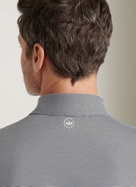 PETER MILLAR Jubilee Stripe Performance Jersey Polo Shirt – Men’s Classic Fit – Black