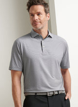 PETER MILLAR Jubilee Stripe Performance Jersey Polo Shirt – Men’s Classic Fit – Black