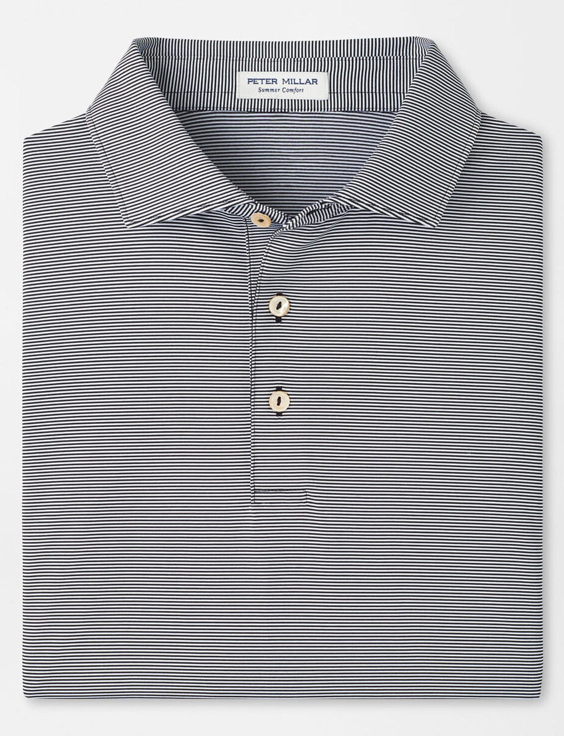 PETER MILLAR Jubilee Stripe Performance Jersey Polo Shirt – Men’s Classic Fit – Black