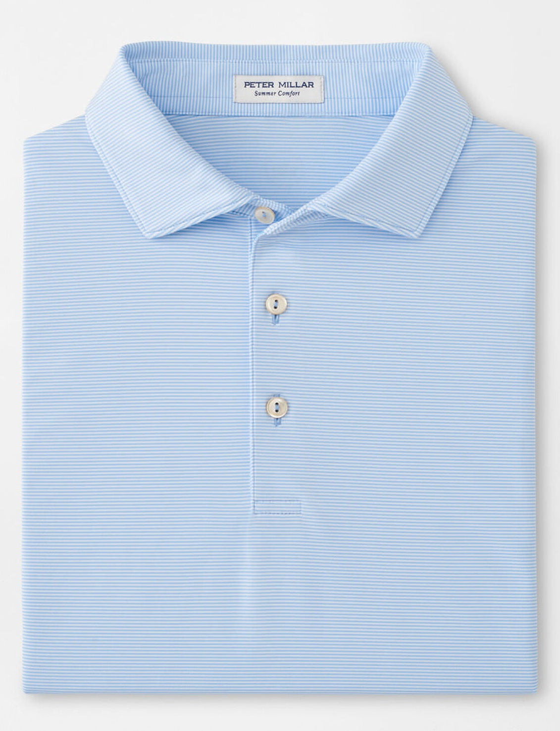 PETER MILLAR Jubilee Stripe Performance Jersey Polo Shirt – Men’s Classic Fit – Cottage Blue