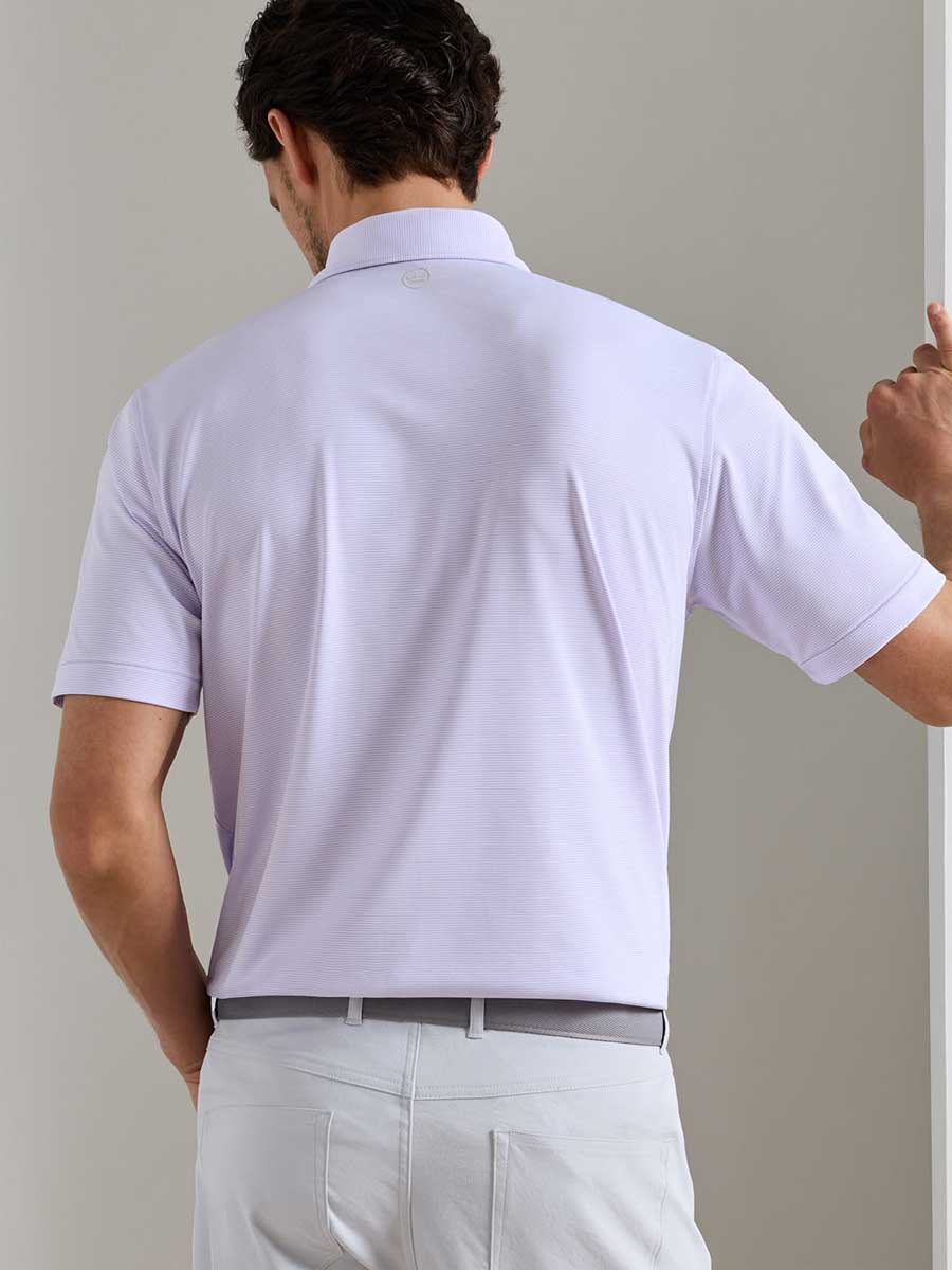 PETER MILLAR Jubilee Stripe Performance Jersey Polo Shirt – Men’s Classic Fit – Garden Violet