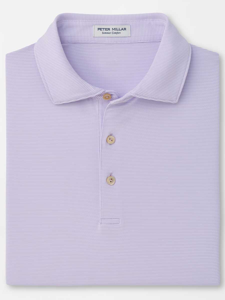 PETER MILLAR Jubilee Stripe Performance Jersey Polo Shirt – Men’s Classic Fit – Garden Violet