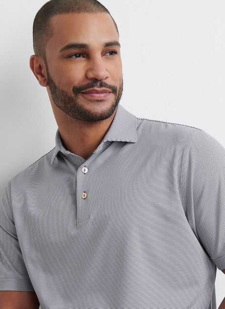 PETER MILLAR Jubilee Stripe Performance Jersey Polo Shirt – Men’s Classic Fit – Iron