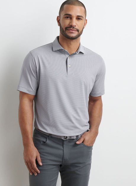 PETER MILLAR Jubilee Stripe Performance Jersey Polo Shirt – Men’s Classic Fit – Iron