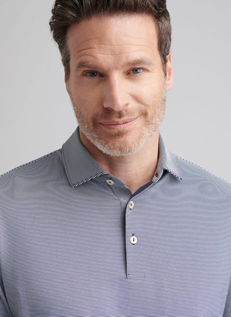 PETER MILLAR Jubilee Stripe Performance Jersey Polo Shirt – Men’s Classic Fit – Navy