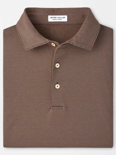 PETER MILLAR Jubilee Stripe Performance Jersey Polo Shirt – Men’s Classic Fit – Navy / Dark Amber