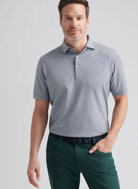 PETER MILLAR Jubilee Stripe Performance Jersey Polo Shirt – Men’s Classic Fit – Navy